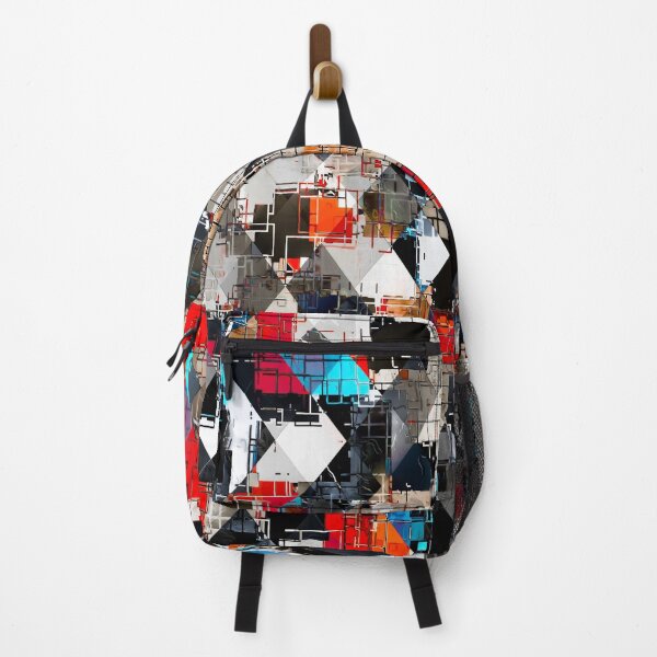 Item preview, geometric pixel square pattern abstract background in red blue designed and sold by Mrvell.