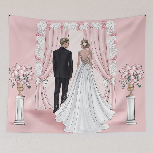 Item preview, Wedding illustration in pink tones designed and sold by Lalanacliparts.