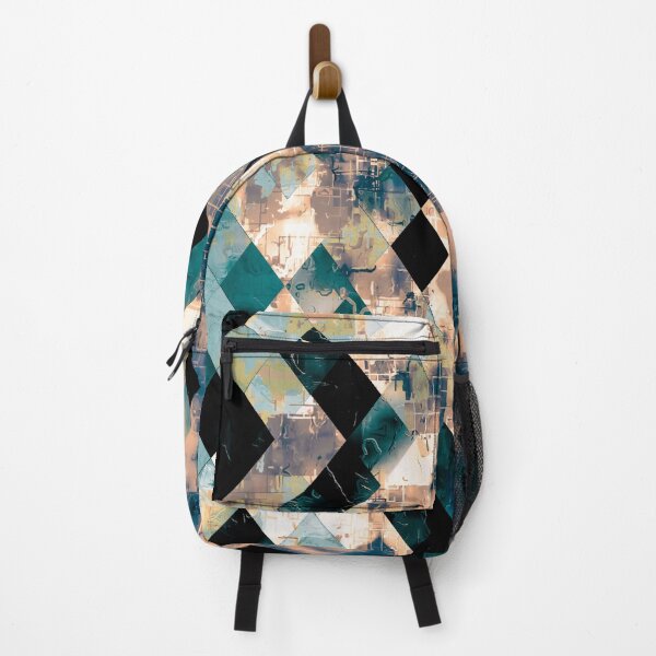 Item preview, geometric pixel square pattern abstract background in blue brown designed and sold by Mrvell.