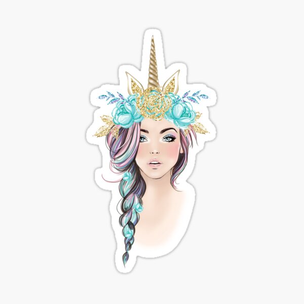 Item preview, Unicorn girl fashion blue tones illustration  designed and sold by Lalanacliparts.