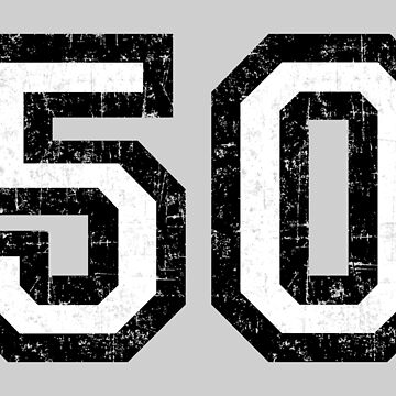 Poster avec l'œuvre « Numéro 50 (vintage noir et blanc) 50e anniversaire »  de l'artiste theshirtshops | Redbubble, image size:360x360