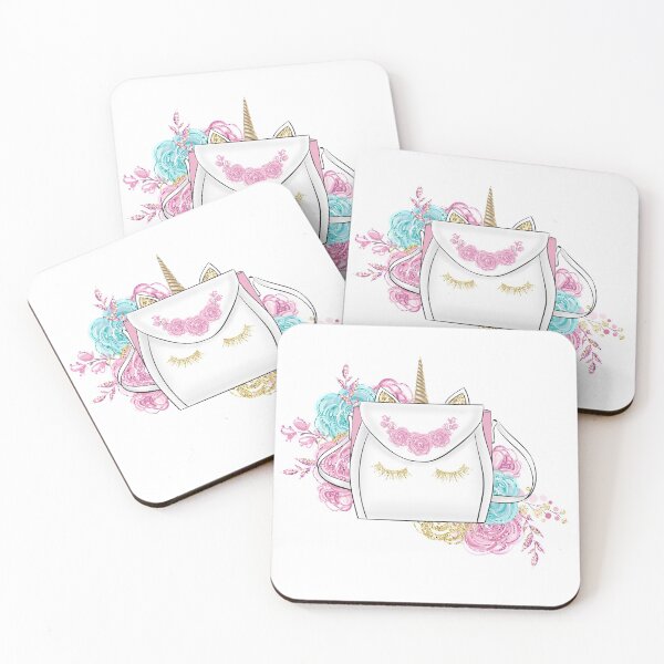 Item preview, Unicorn fashion bag and flowers illustration designed and sold by Lalanacliparts.