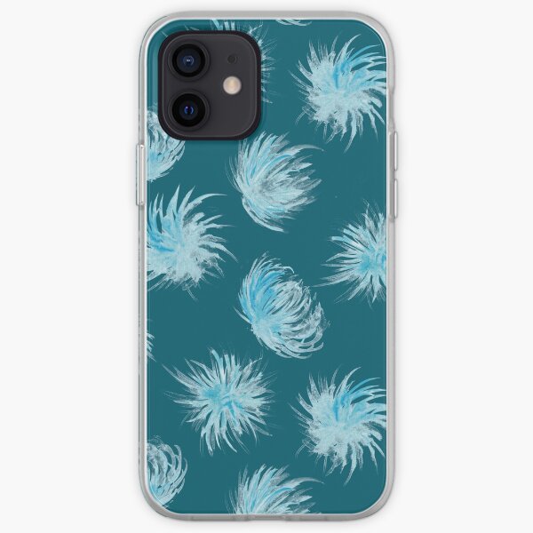 Rain flowers on teal watercolor pattern iPhone Soft Case