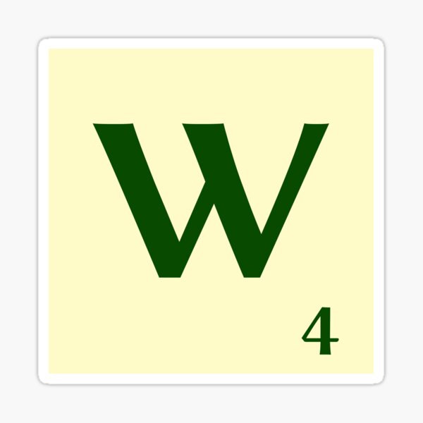 Ficha de Scrabble de la W de 4 puntos Pegatina