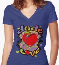 Dude Love Wrestling Women's Fitted V-Neck T-Shirt