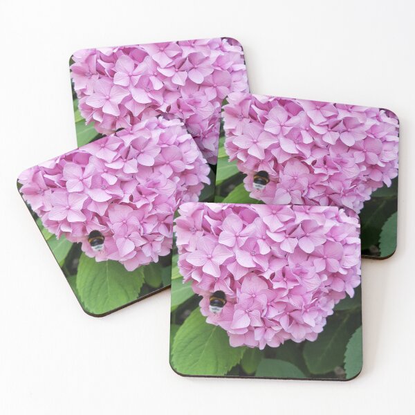 Item preview, Pink hydrangea and bumblebee photography print designed and sold by orangerinka.