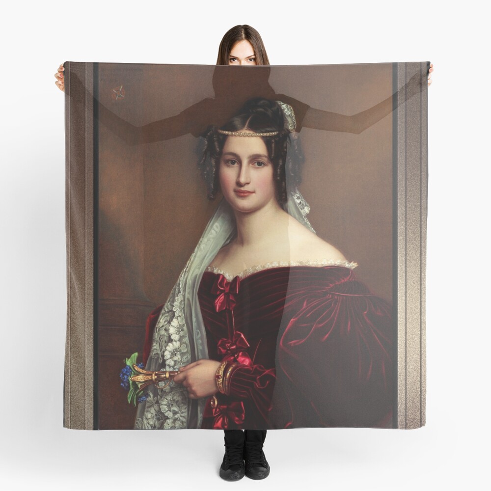 Portrait of Crescentia Bourgin by Joseph Karl Stieler Classical Fine Art Xzendor7 Old Masters Reproductions Ladies Scarf