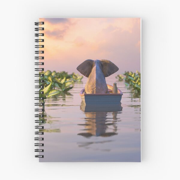 Item preview, elephant and dog float in a boat on the river  designed and sold by Mike Kiev art.