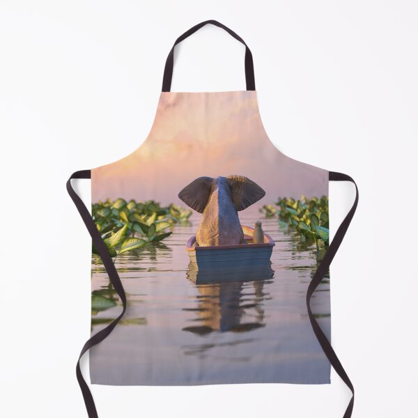 Item preview, elephant and dog float in a boat on the river  designed and sold by Mike Kiev art.