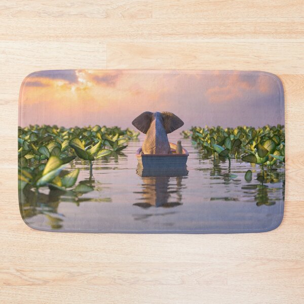 Item preview, elephant and dog float in a boat on the river  designed and sold by Mike Kiev art.