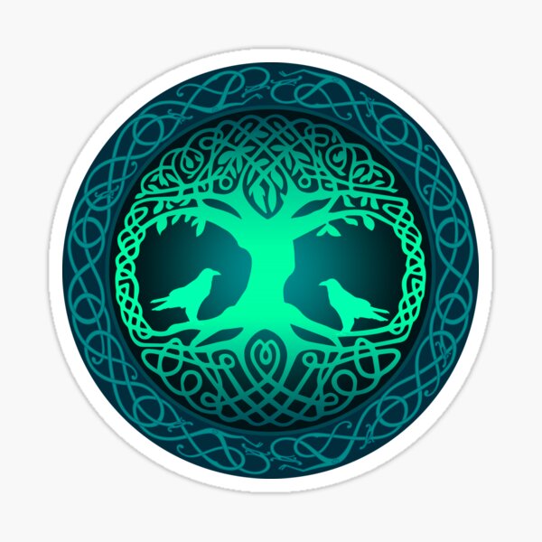 Arbre de vie celtique Yggdrasil Huginn Muninn Viking Tattoo Sticker