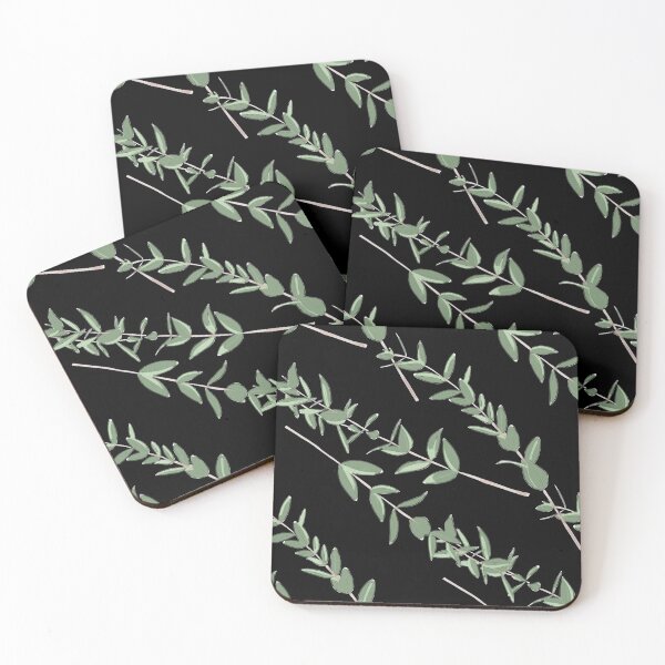 Item preview, Watercolor Eucalyptus Leaves on black designed and sold by adiosmillet.