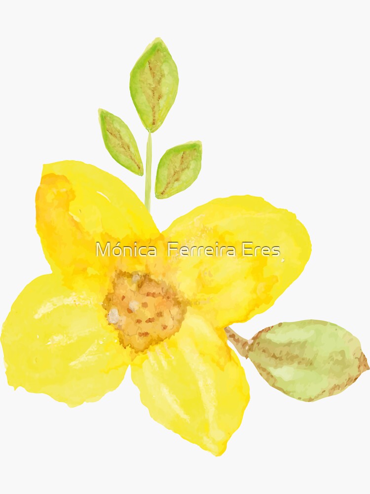 yellow flower watercolor sticker Sticker by Mónica Ferreira Eres