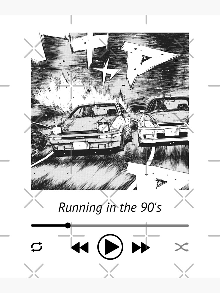 Initial D Running In The 90s Music Player AE86 vs Civic Poster