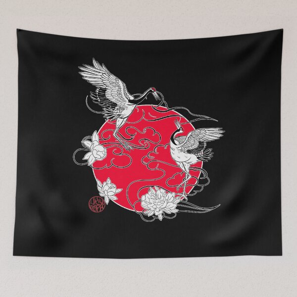 Item preview, Amorous cranes and Japanese peonies designed and sold by Ukiyograph.