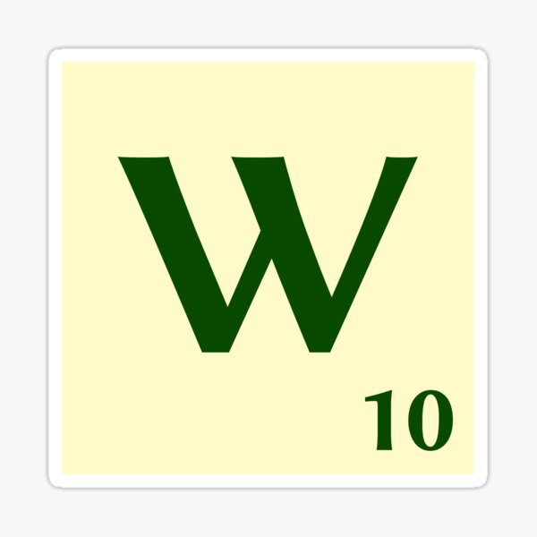 Ficha de Scrabble de la W de 10 puntos Pegatina