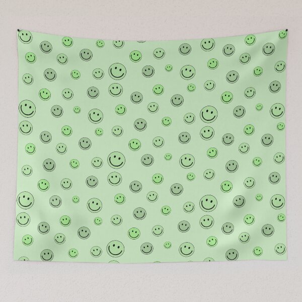 Item preview, Happy Smiley Emoji Faces Pattern Set Green Color designed and sold by Barolina.