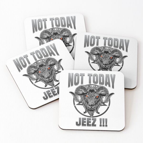 Item preview, Not today Jesus, not today jeez, not bad days gray tone baphomet illustration designed and sold by Lekrock.