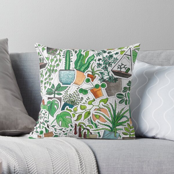 All the House Plants! All at Once! Throw Pillow