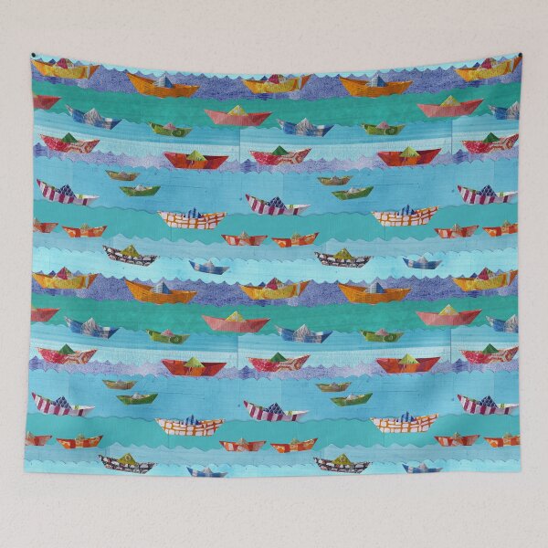 Item preview, Paper origami boats bobbing on paper waves designed and sold by Aribombari.