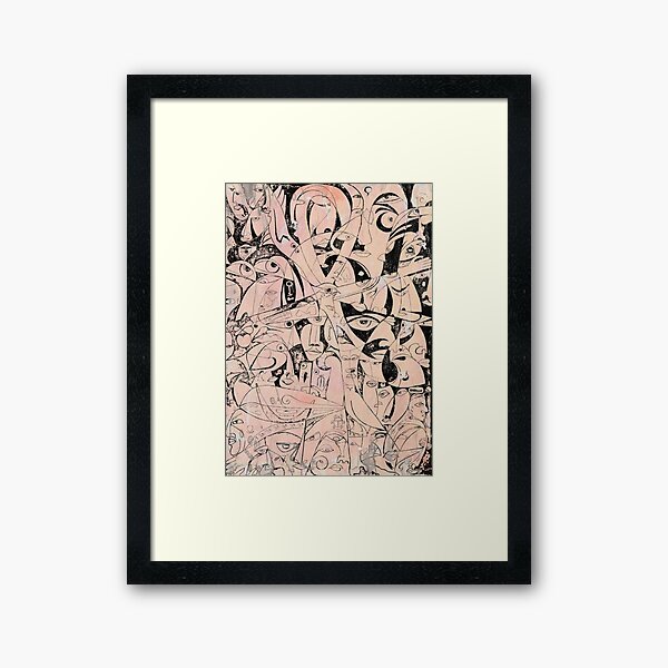 Egypt in Symbols - Khaki, Pink Framed Art Print