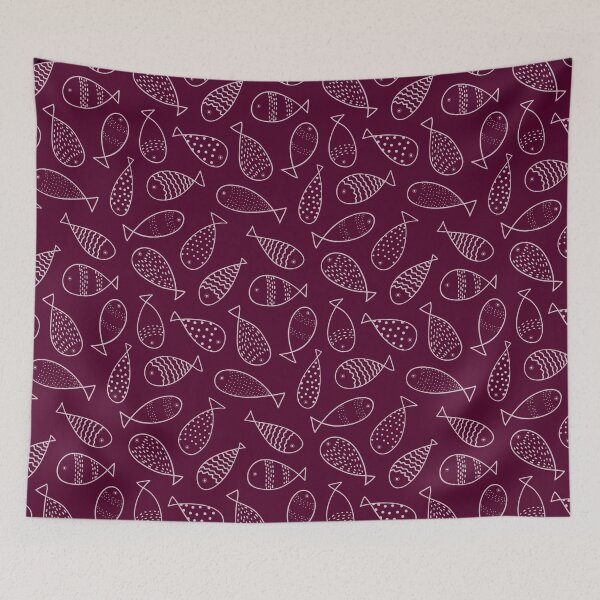 Item preview, Fishing Doodle on Dark Pink designed and sold by The Wellington Boot.