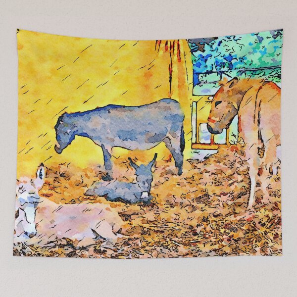 Item preview, Female donkey and puppies lying on the straw designed and sold by Giuseppe Cocco.