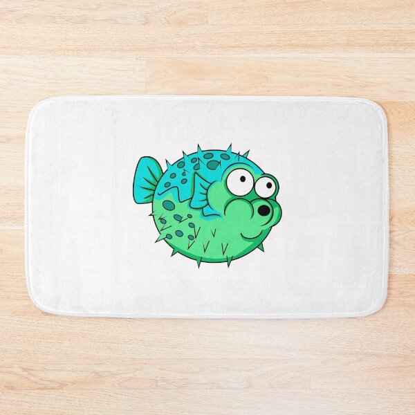 Item preview, blue and green porcupine puffer fish with big eyes designed and sold by headpossum.