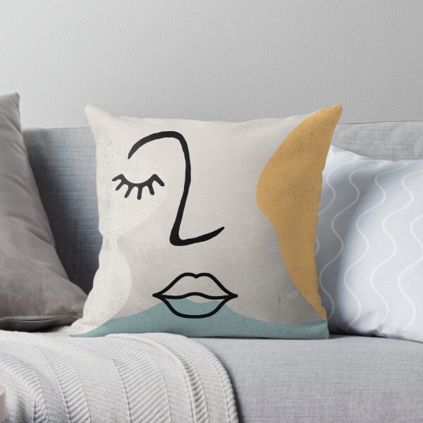 Face Line Drawing Throw Pillow