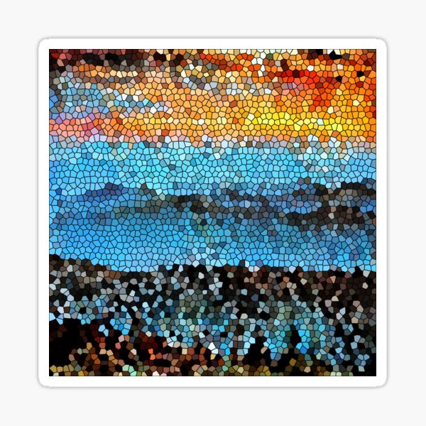 Mosaic colorful, montain forest, trees, nature lovers Sticker