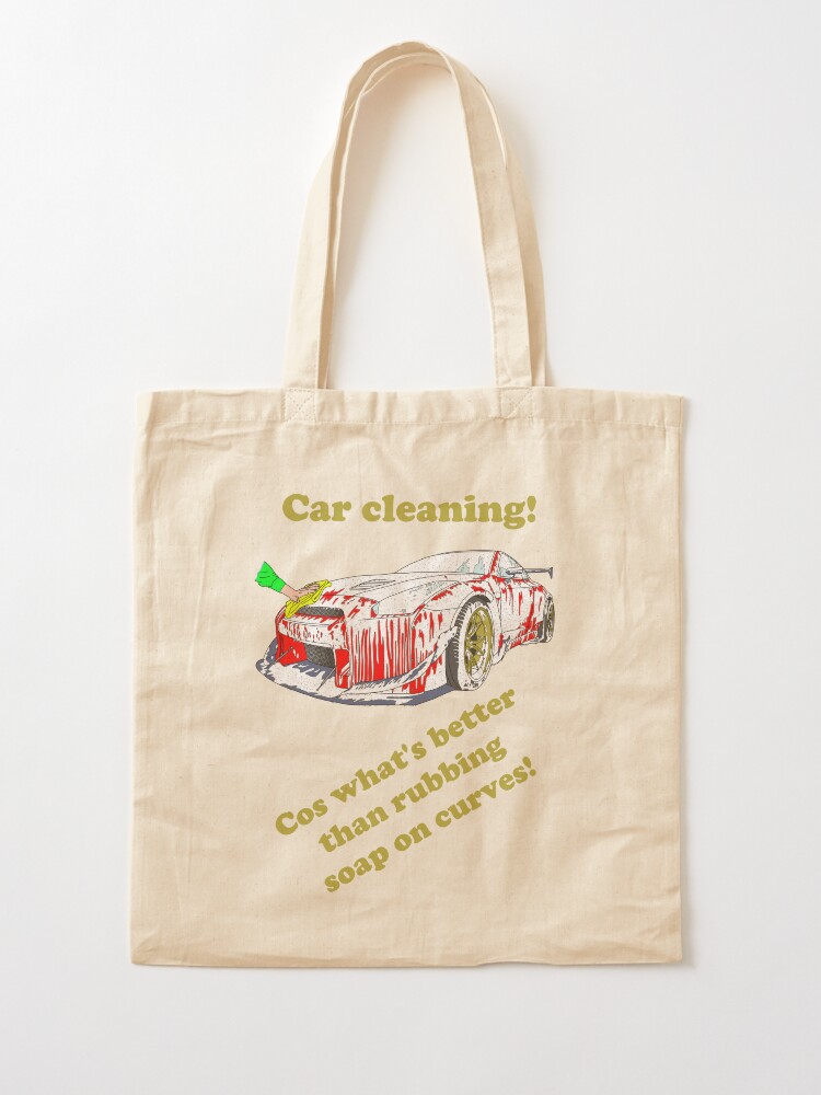 "Funny car cleaning! Car wash! Car detailing! Red!" Tote Bag for Sale