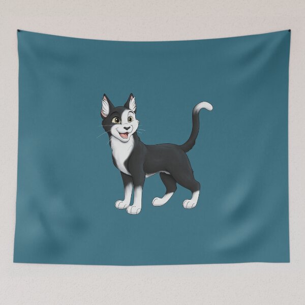 Item preview, Black and White Bicolour Cat with Eye Patch designed and sold by caseysketches.