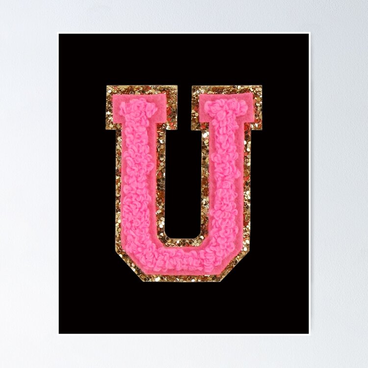 U - Bubblegum Glitter Varsity Letter Patches Sticker