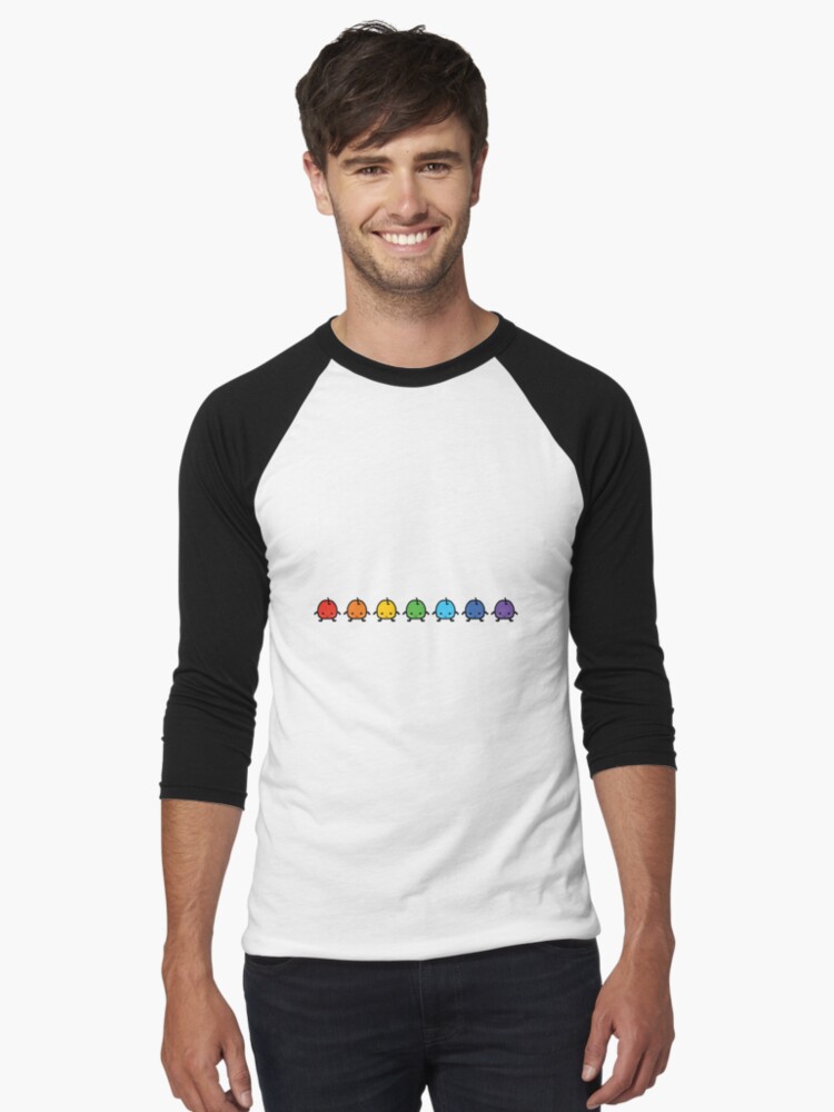 Aperçu 1 sur 3. T-shirt baseball manches ¾ avec l'œuvre Junimo arc-en-ciel Stardew Valley créée et vendue par JoellenFuller.