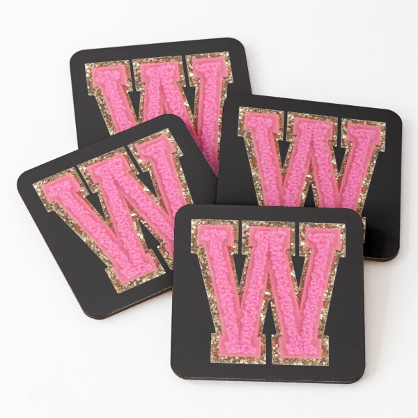 Item preview, W - Bubblegum Glitter Varsity Letter Patches designed and sold by Monograms Ultd.