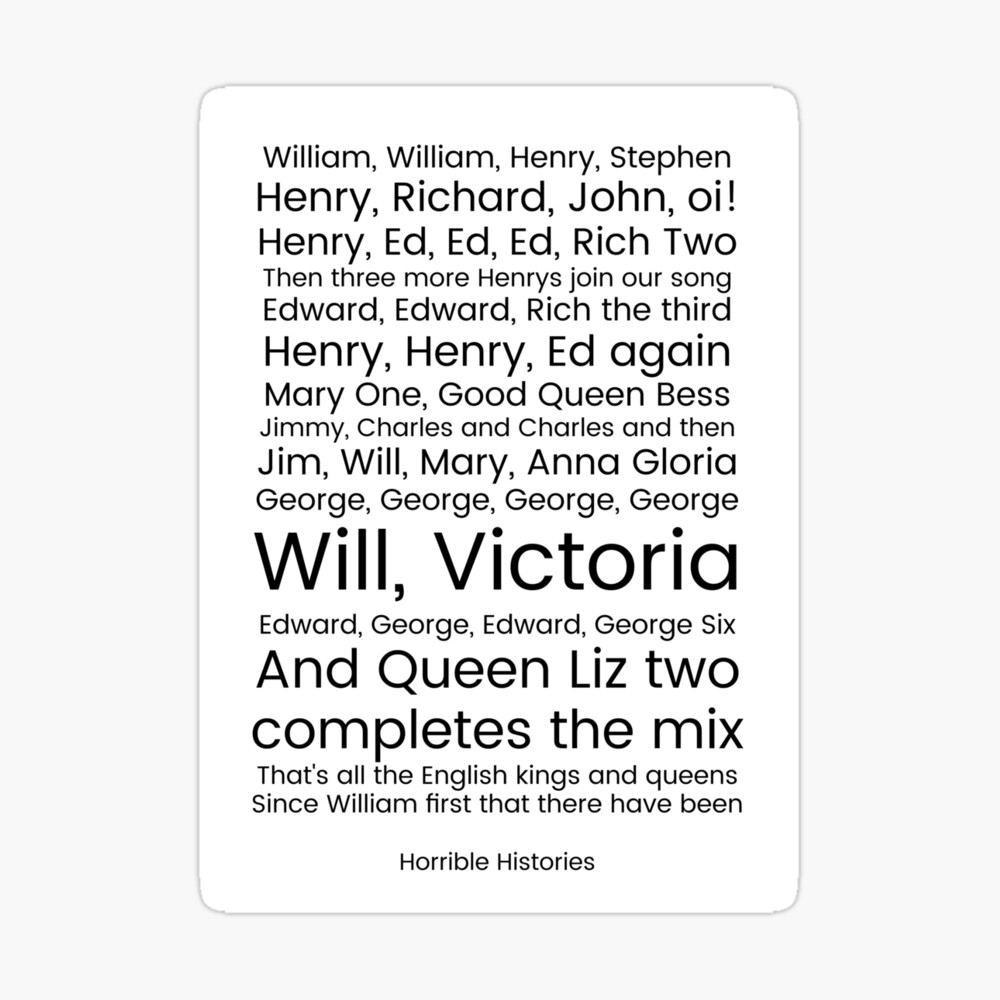 Horrible Histories English Kings and Queens Song Lyrics