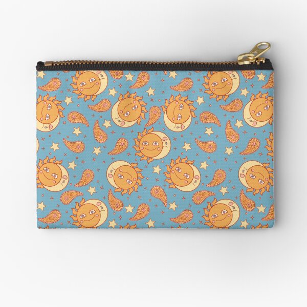 Sun & Moon Paisley Print Zipper Pouch
