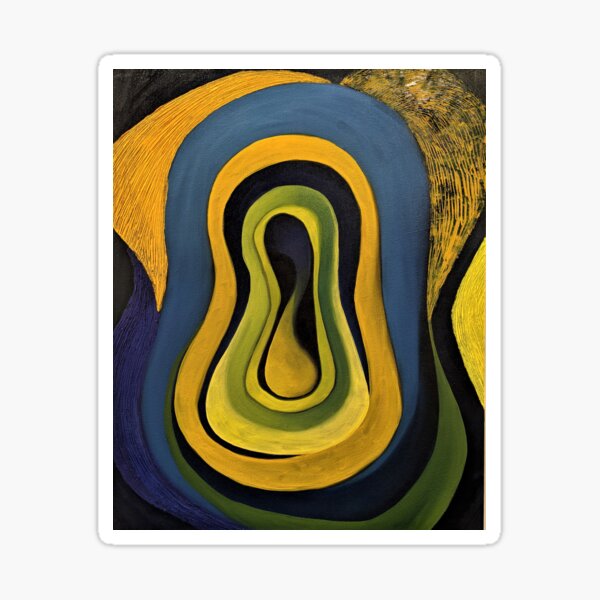 yellow, blue, and black abstract art painting Sticker
