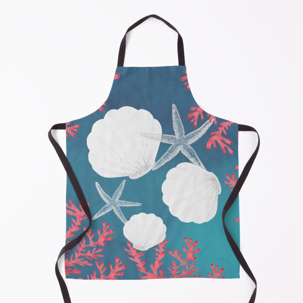 Item preview, White seashells and starfish with coral designed and sold by Jennykies.
