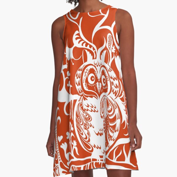 owl (orange) A-Line Dress