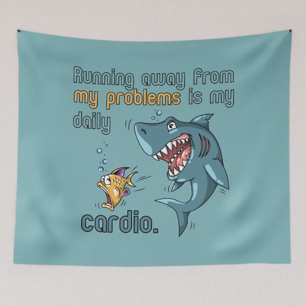 Item preview, Cardio training fish and shark illustration designed and sold by ARTemyzz.