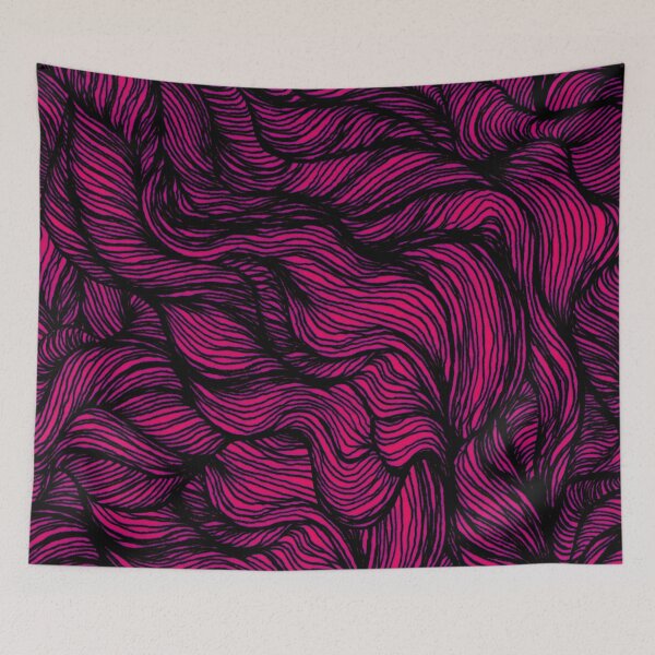 Item preview, Lines hair waves black pink designed and sold by Susanne Margarete Lutz.