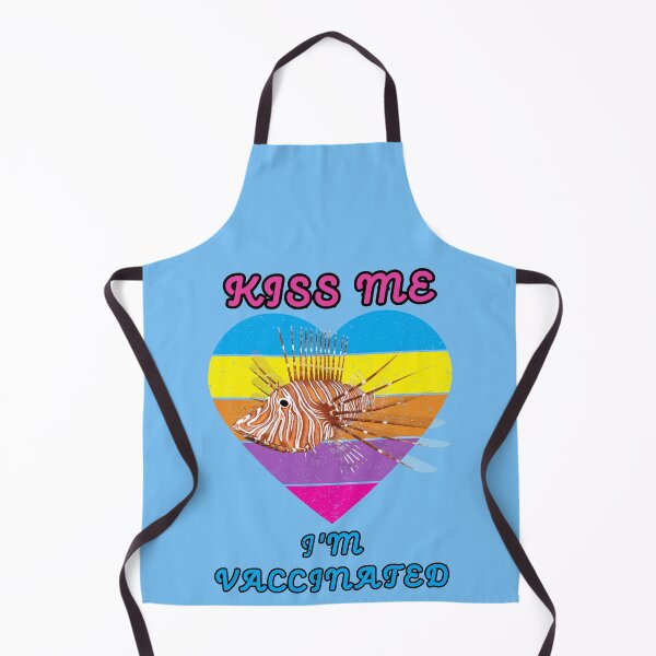Item preview, Kiss Me I Am Vaccinated Lionfish Rainbow Heart Distressed Blue BG designed and sold by KeysTreasures.