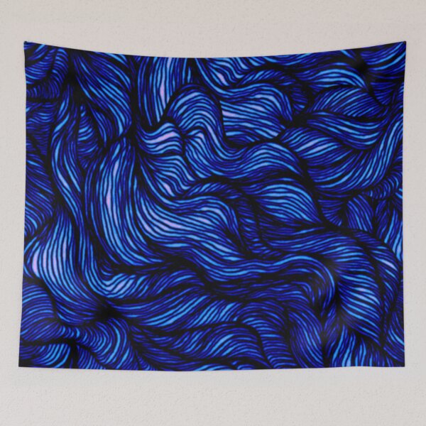 Item preview, Lines hair waves ink blue designed and sold by Susanne Margarete Lutz.