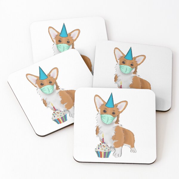 Item preview, Cute Mask Corgi with a Birthday Cupcake | Corgi Wearing a Birthday Hat and Mask designed and sold by ElysianCreation.