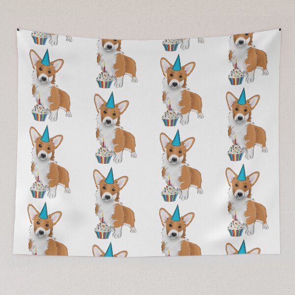 Item preview, Cute Birthday Corgi with a Cupcake and Birthday Hat designed and sold by ElysianCreation.