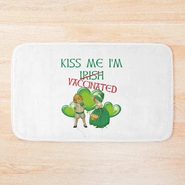 Item preview, Kiss Me I am Vaccinated - Irish Children Green Hearts White BG designed and sold by KeysTreasures.