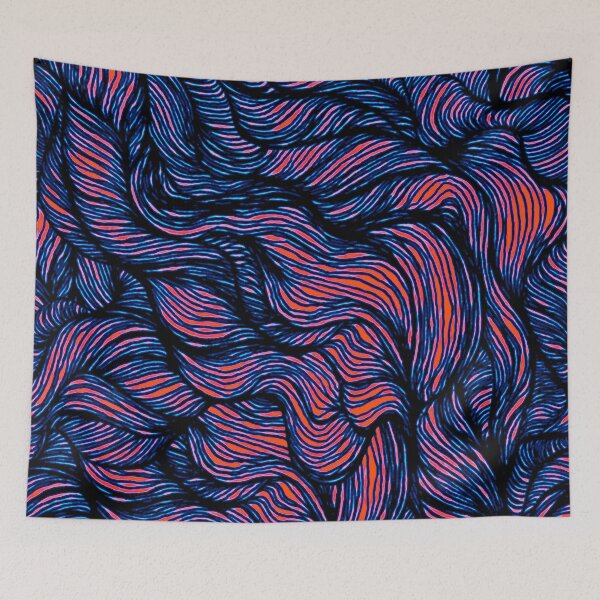 Item preview, Lines hair waves blue orange designed and sold by Susanne Margarete Lutz.
