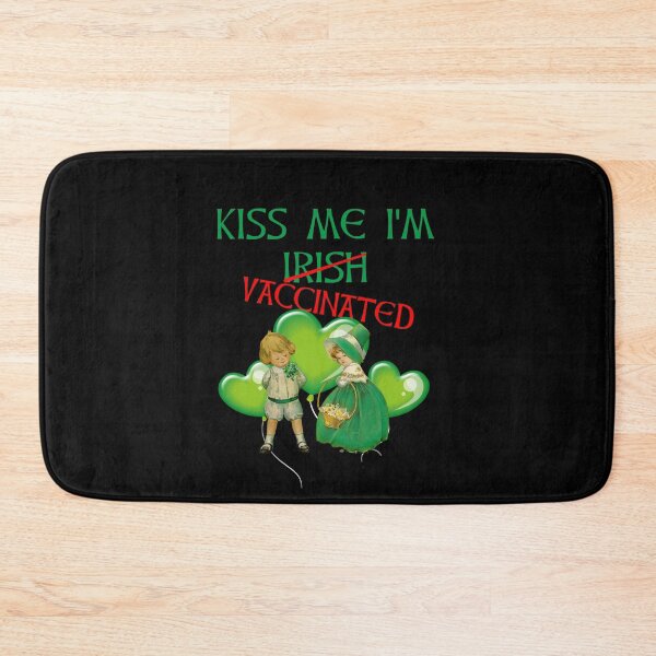 Item preview, Kiss Me I am Vaccinated - Irish Children Green Hearts Black BG designed and sold by KeysTreasures.