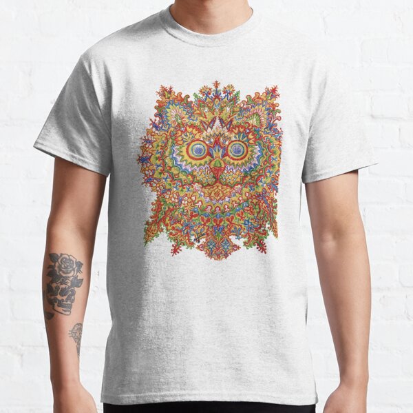 Psychedelic cat by Louis Wain. Edwardian cat painting outsider art Classic T-Shirt